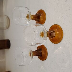 Vintage Amber Beehive Stem German Roemer Glasses 0.1l Z  Set of 3